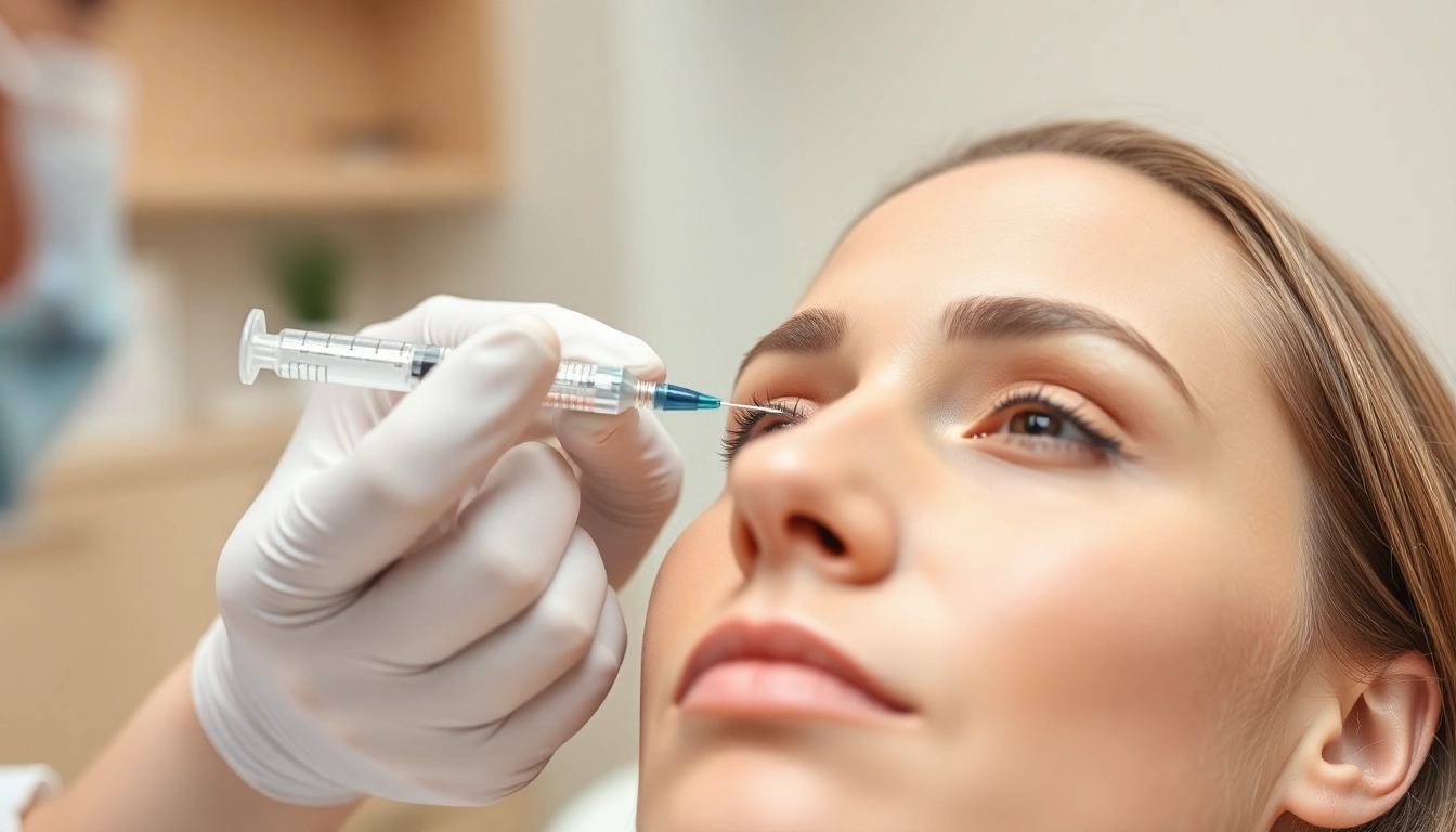 Botox Behandlung: Expert injection into forehead for youthful, smooth skin in a professional setting.
