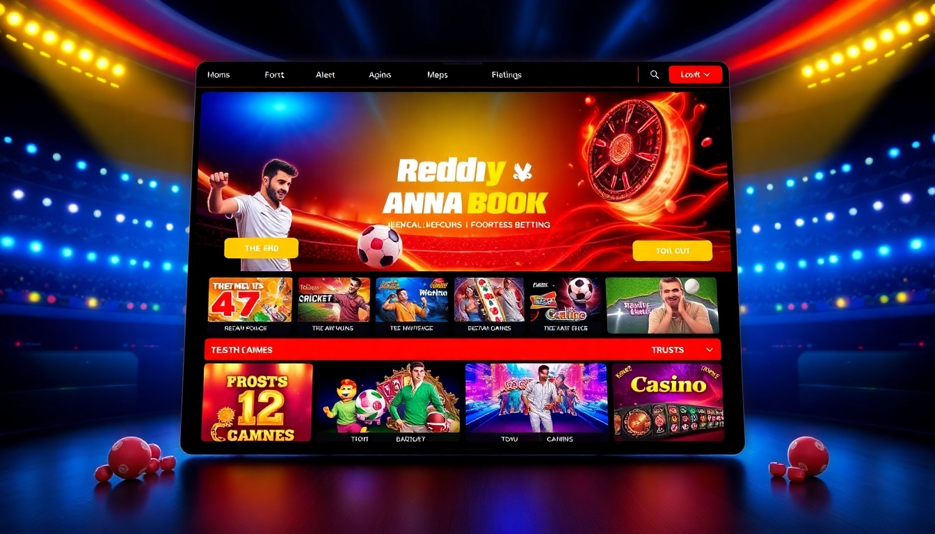 Reddy Anna Book platform in action: live sports betting with cricket, football, and casino games, user-friendly interface