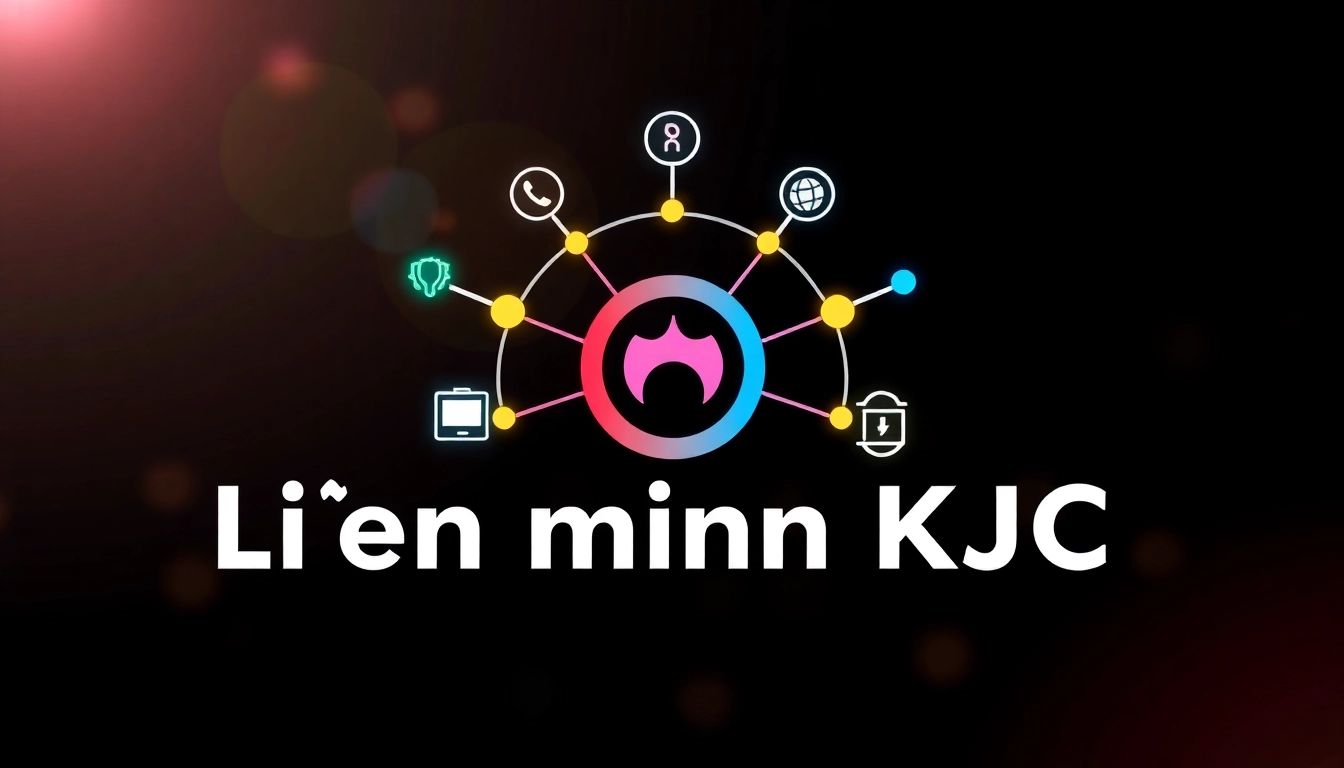 Liên minh KJC’s dynamic logo illustrating global digital entertainment connectivity, emphasizing innovation and trust.