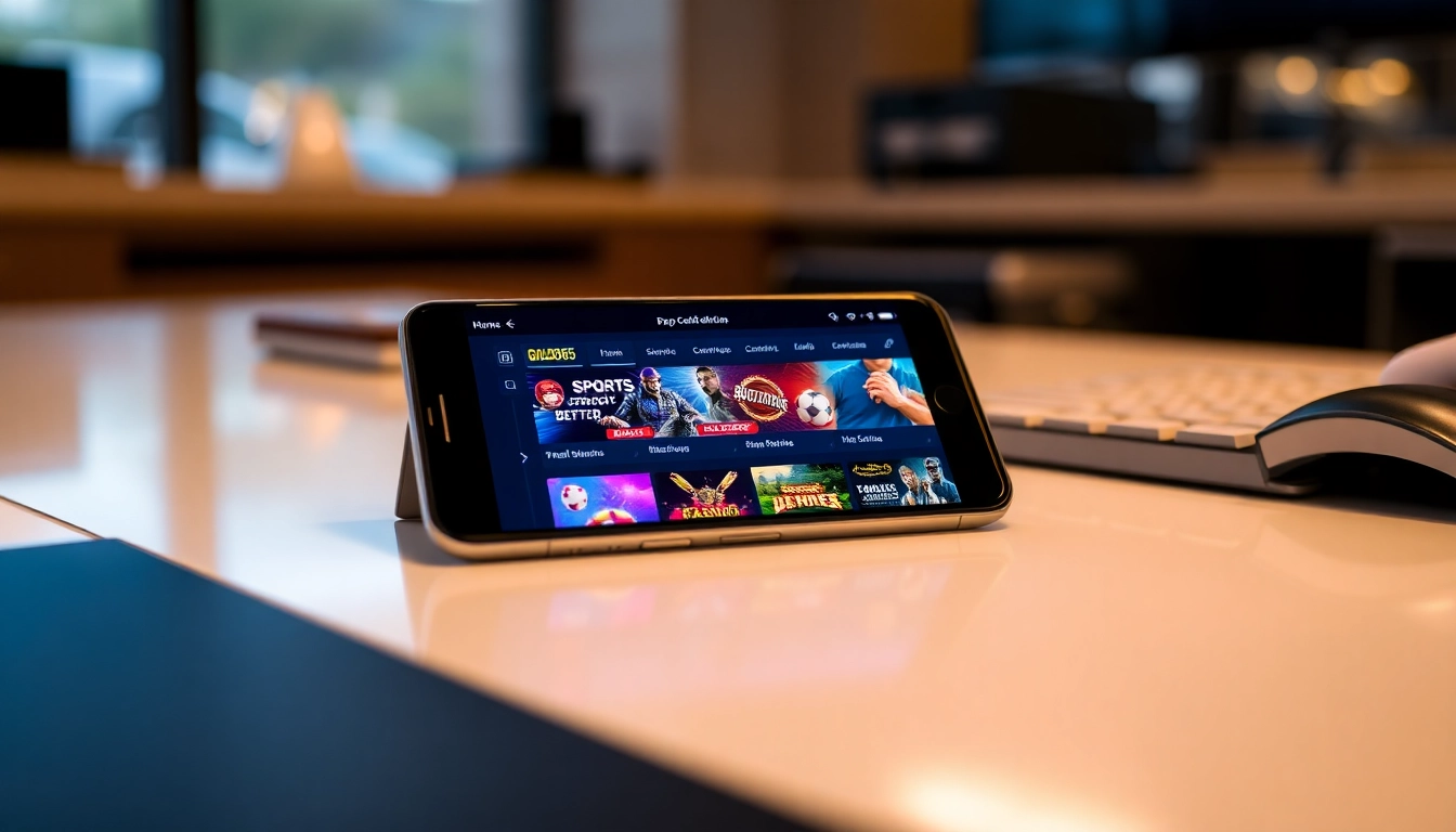 Gold365 app interface on a smartphone screen with live sports and casino games in action for seamless betting experience.