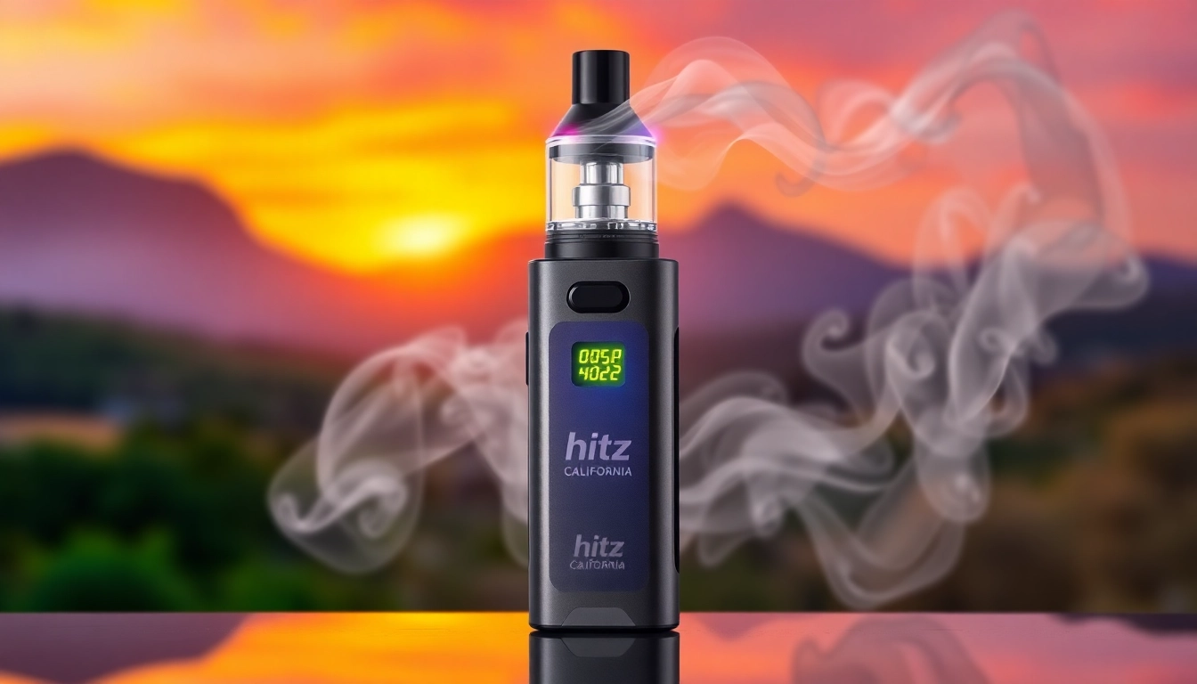 High-quality Hitz California disposable vape with glowing LCD screen and sleek design for