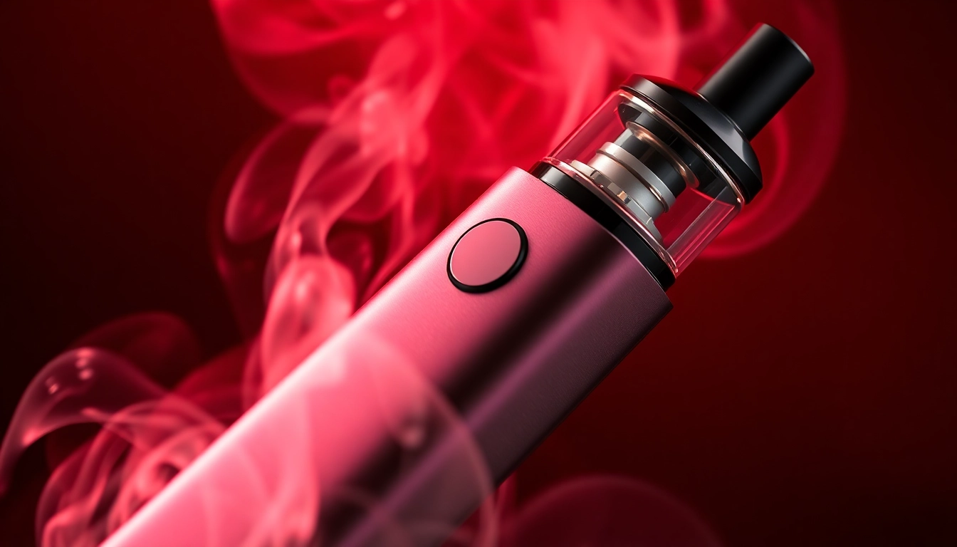 E-cigarette device emitting vapor with modern design, attracting adult users interested in